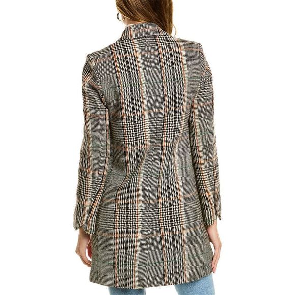 Zadig & Voltaire Marco Check Wool-Blend Coat - Picture 2 of 4